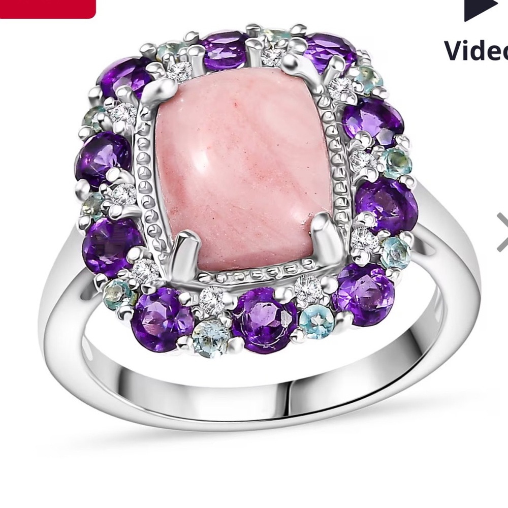 Beautiful Peach Opal Gemstone Ring - Picture 2 of 6